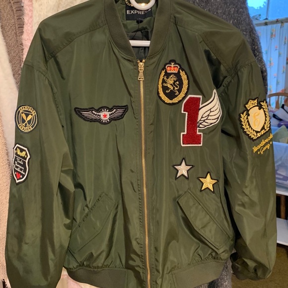Express Jackets & Blazers - “Bomber Jacket” by Express with patches, Size M